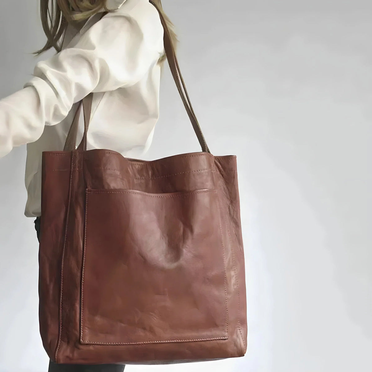 Handbag Faux Leather Fits Laptop & Double Shoulder Straps