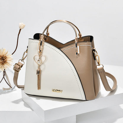 Handbag Faux Leather Metal Handles & Adjustable Strap