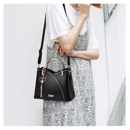 Handbag Faux Leather Metal Handles & Adjustable Strap