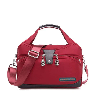 Handbag Multiple Compartments Adjustable Strap Zipper & Snap Closure