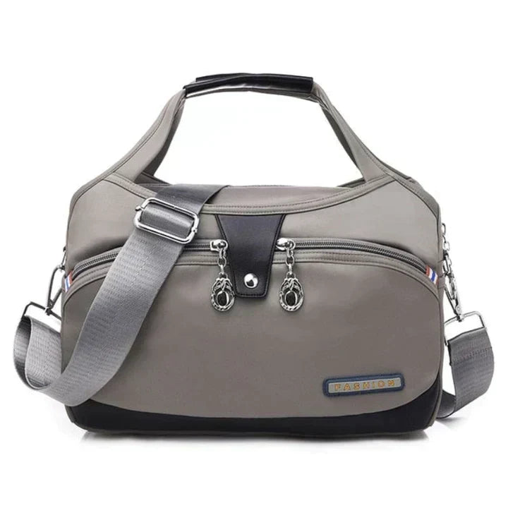 Handbag Multiple Compartments Adjustable Strap Zipper & Snap Closure