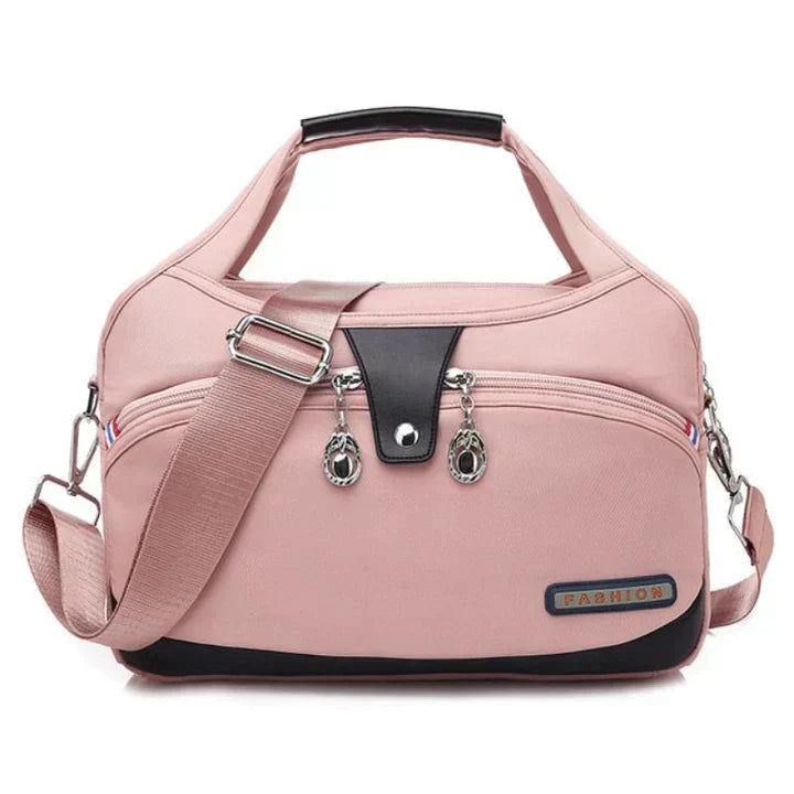Handbag Multiple Compartments Adjustable Strap Zipper & Snap Closure