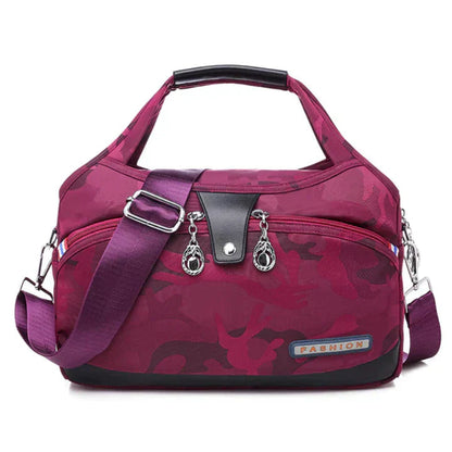 Handbag Multiple Compartments Adjustable Strap Zipper & Snap Closure
