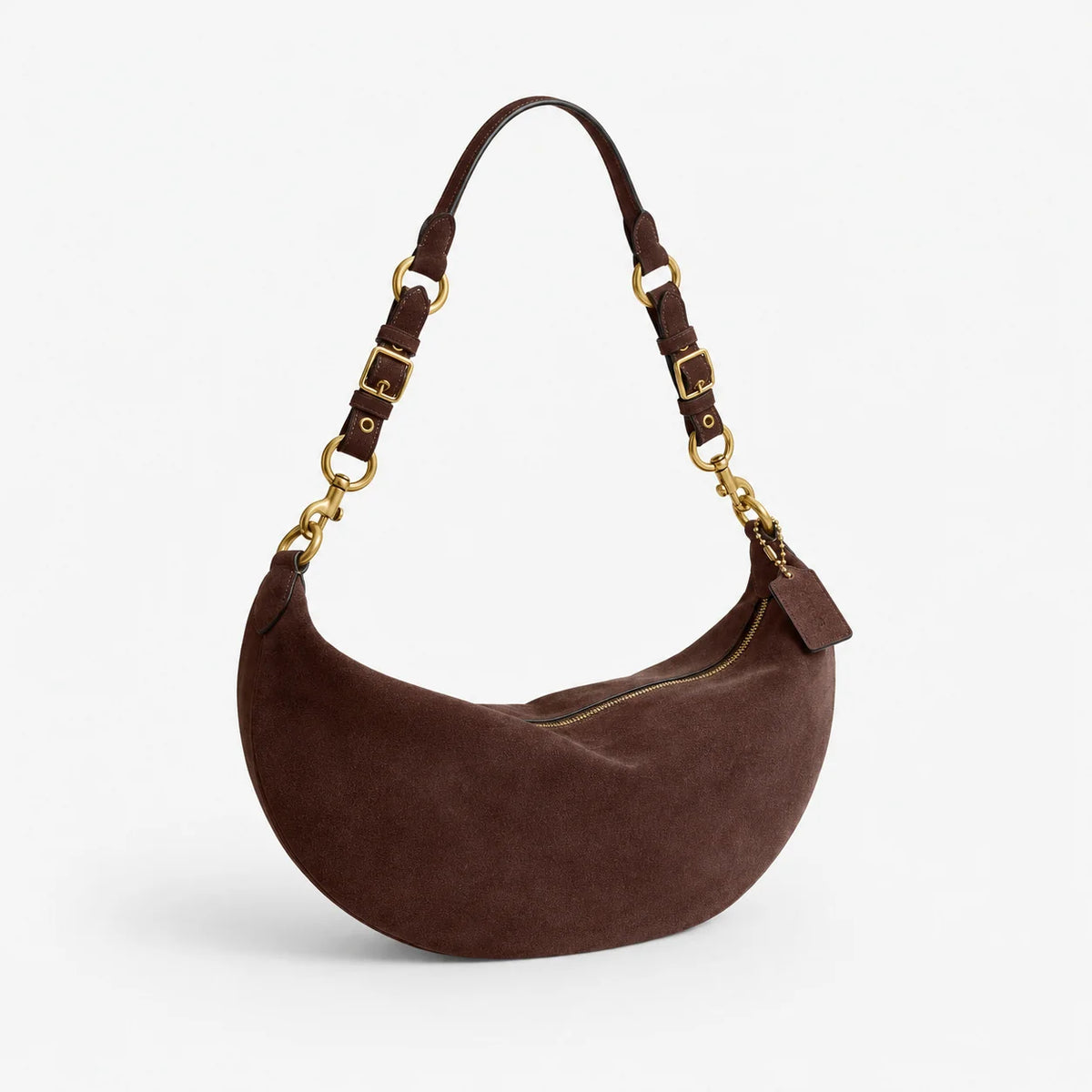 Handbag Soft Suede Curved Design Adjustable Crossbody Strap