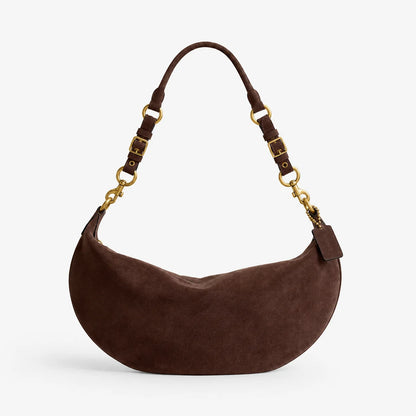 Handbag Soft Suede Curved Design Adjustable Crossbody Strap