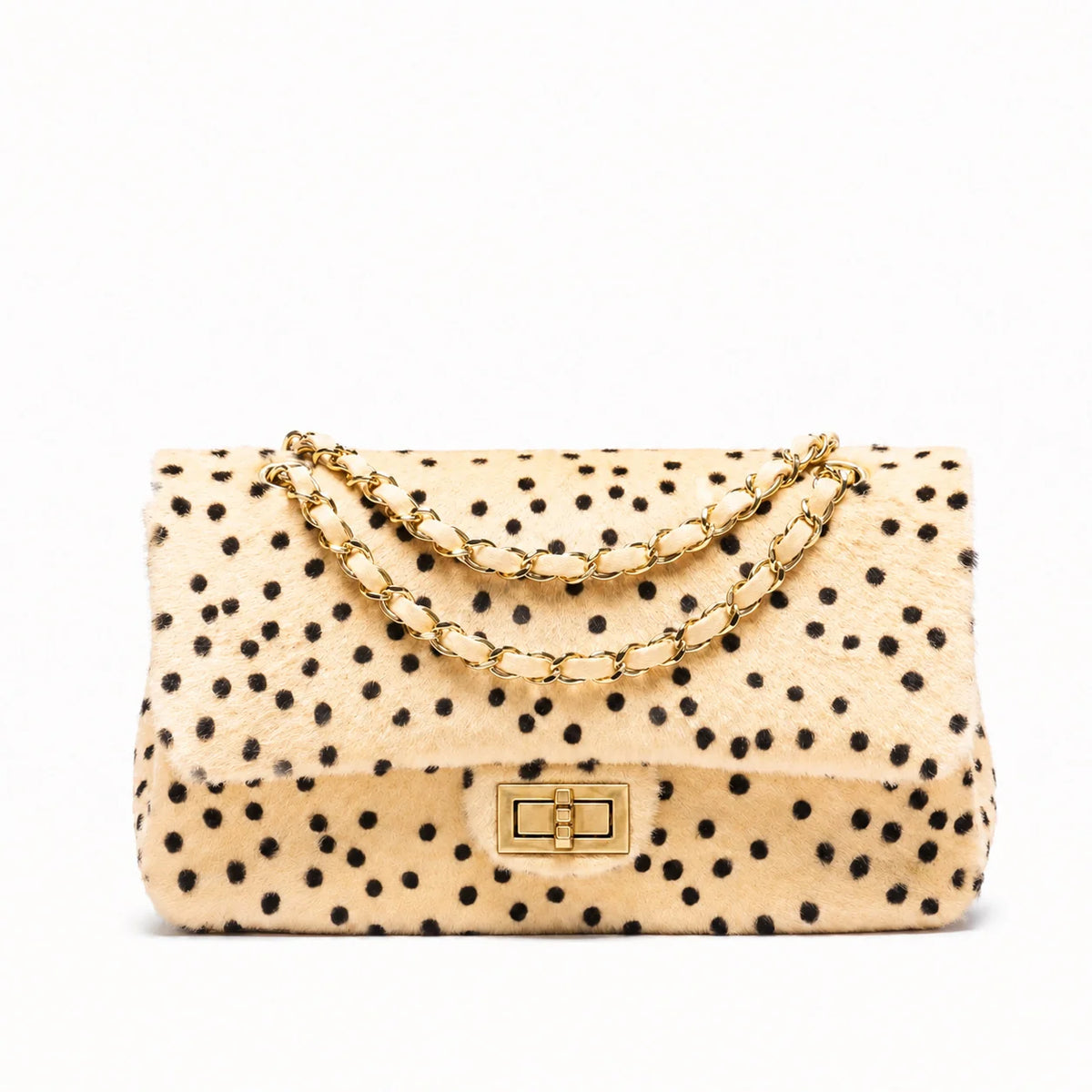 Handbag Textured Gold Chain Handle Spacious Interior