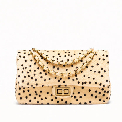 Handbag Textured Gold Chain Handle Spacious Interior