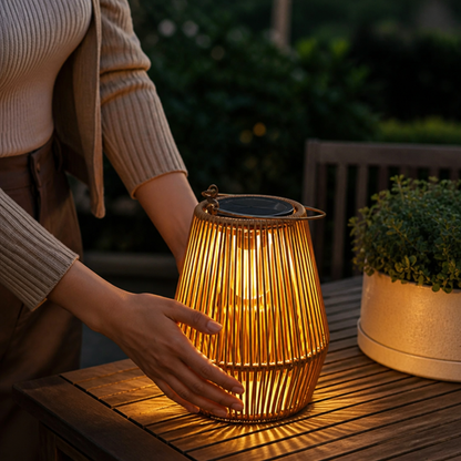 Handcrafted Rattan Solar Built-In Led Garden Lantern