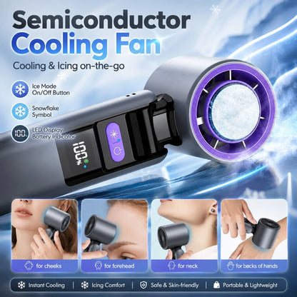 Handheld Fan Semiconductor Cooling Plate Rechargeable LED Torch