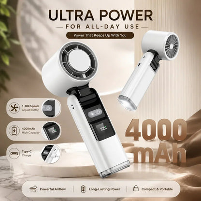 Handheld Fan Semiconductor Cooling Plate Rechargeable LED Torch