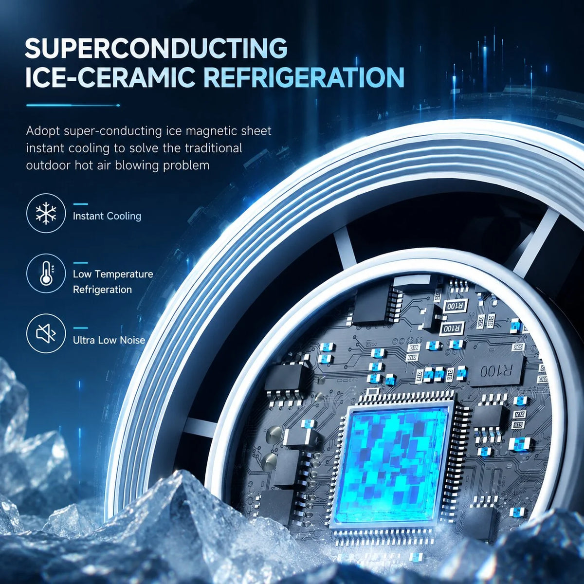 Handheld Fan Semiconductor Cooling Plate Rechargeable LED Torch