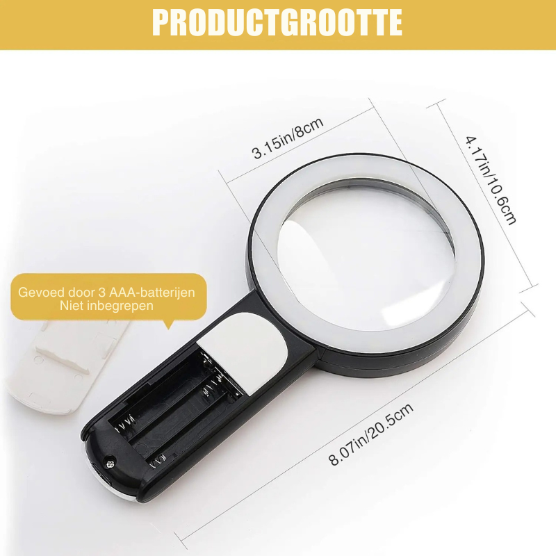 Handheld Magnifier 85mm Glass Lens 18 LED Lights