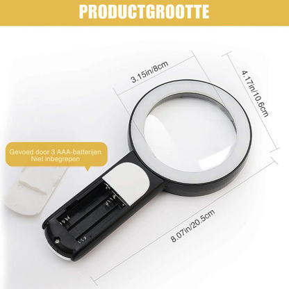 Handheld Magnifier 85mm Glass Lens 18 LED Lights