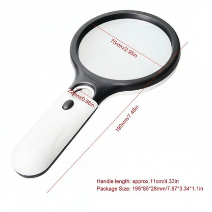 Handheld Magnifier Dual-Lens 3x & 45x LED Lighting