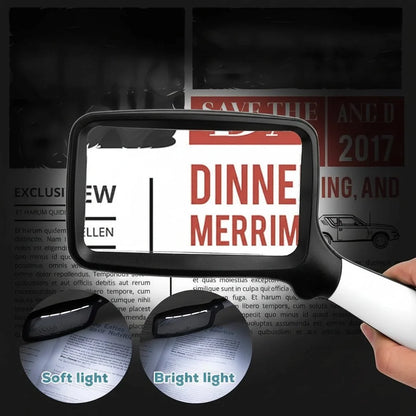 Handheld Magnifying Glass 3x LED Lighting Large Viewing Area