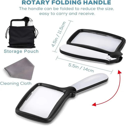 Handheld Magnifying Glass 3x LED Lighting Large Viewing Area