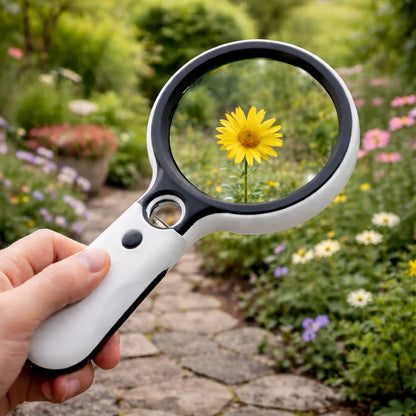 Handheld Magnifying Glass 45x LED Light Dual Lenses