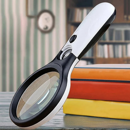 Handheld Magnifying Glass 45x LED Light Dual Lenses