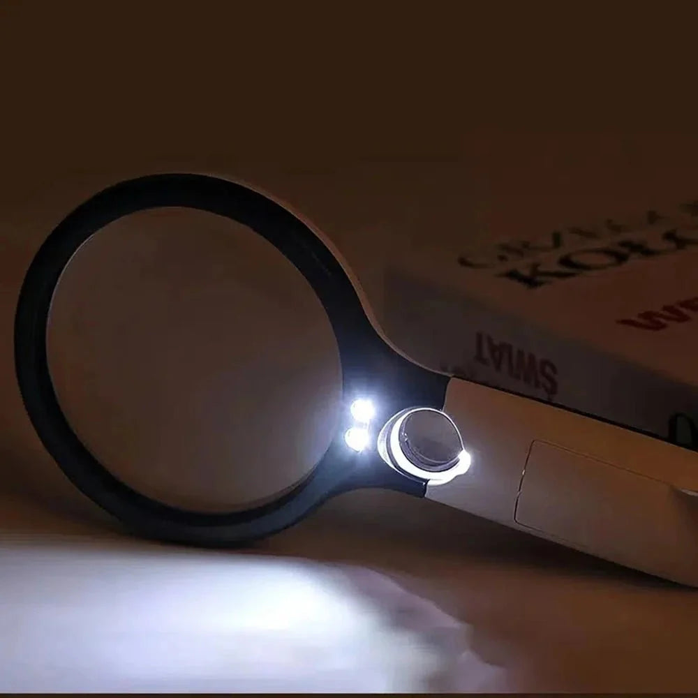 Handheld Magnifying Glass 45x LED Light Dual Lenses