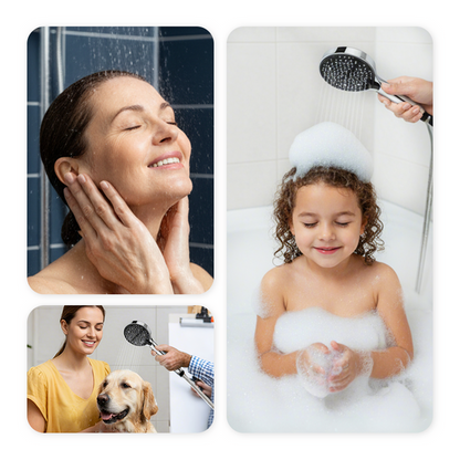 Handheld Showerhead High-Pressure 7 Spray Modes Self-Cleaning Silicone Nozzles
