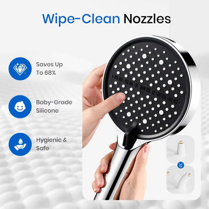 Handheld Showerhead High-Pressure 7 Spray Modes Self-Cleaning Silicone Nozzles