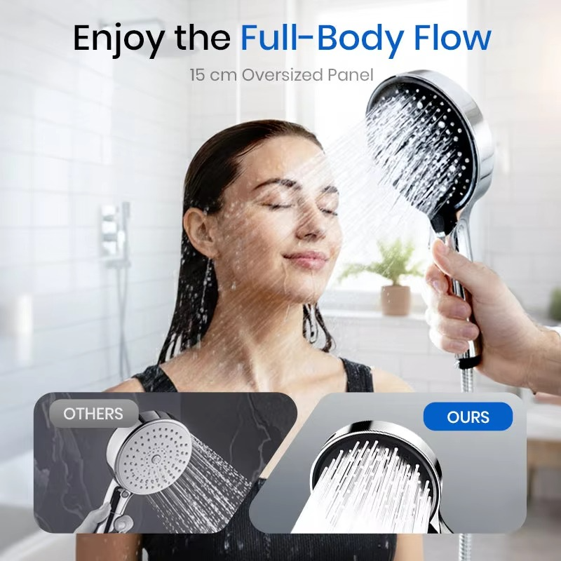 Handheld Showerhead High-Pressure 7 Spray Modes Self-Cleaning Silicone Nozzles