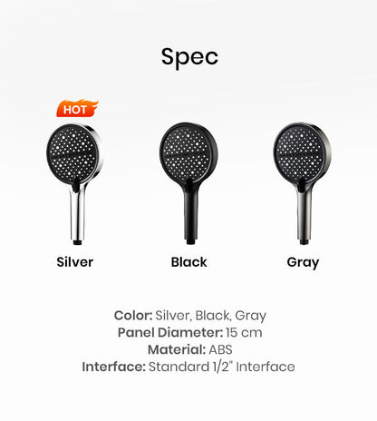 Handheld Showerhead High-Pressure 7 Spray Modes Self-Cleaning Silicone Nozzles