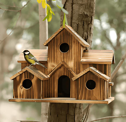 Hanging Birdhouse Weather-Resistant Wood Spacious Openings
