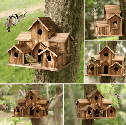 Hanging Birdhouse Weather-Resistant Wood Spacious Openings