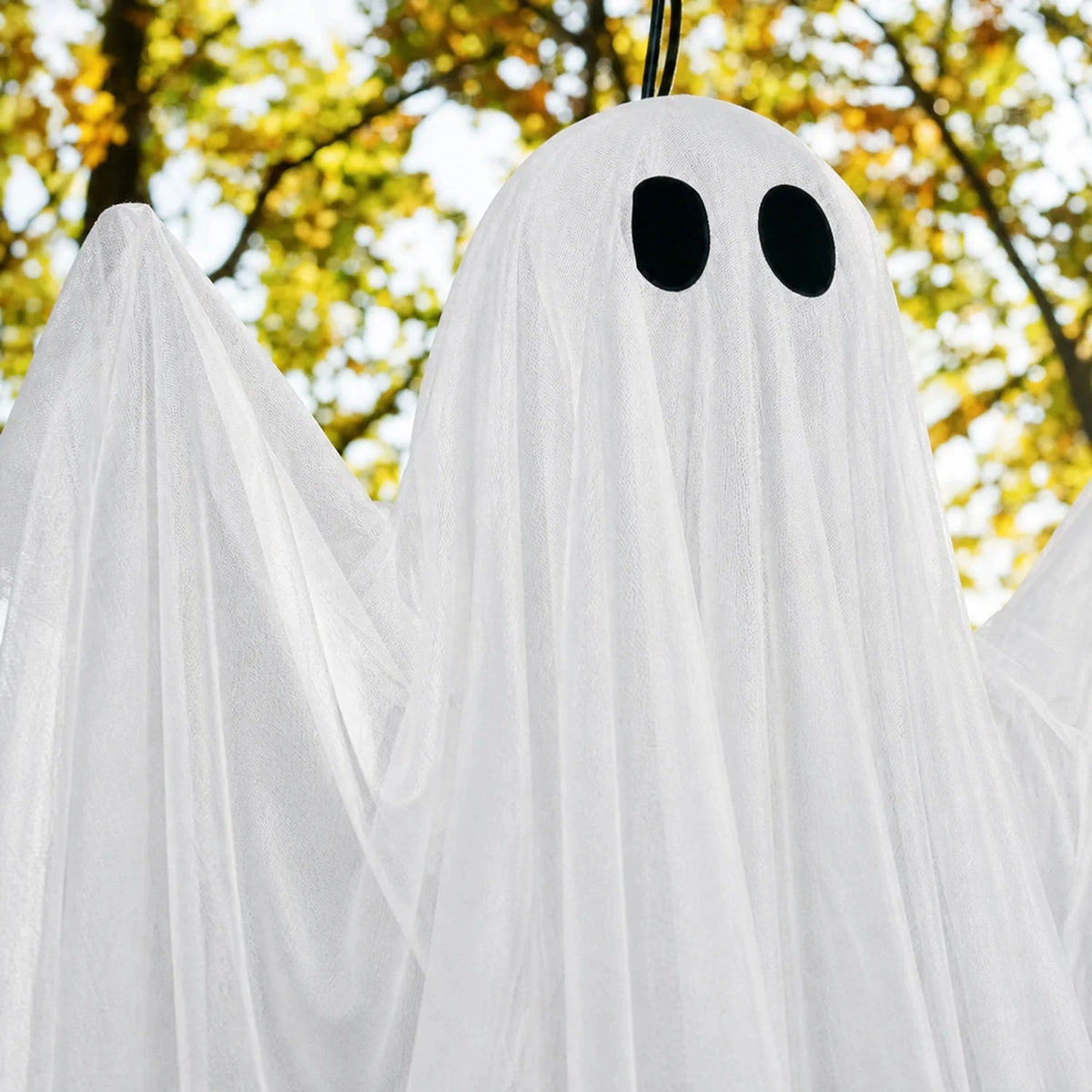 Hanging Ghost Decoration Layered Fabric LED Light Options 46.9 Inch Long