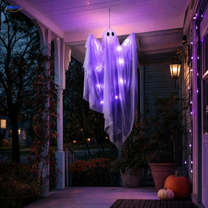 Hanging Ghost Decoration Layered Fabric LED Light Options 46.9 Inch Long