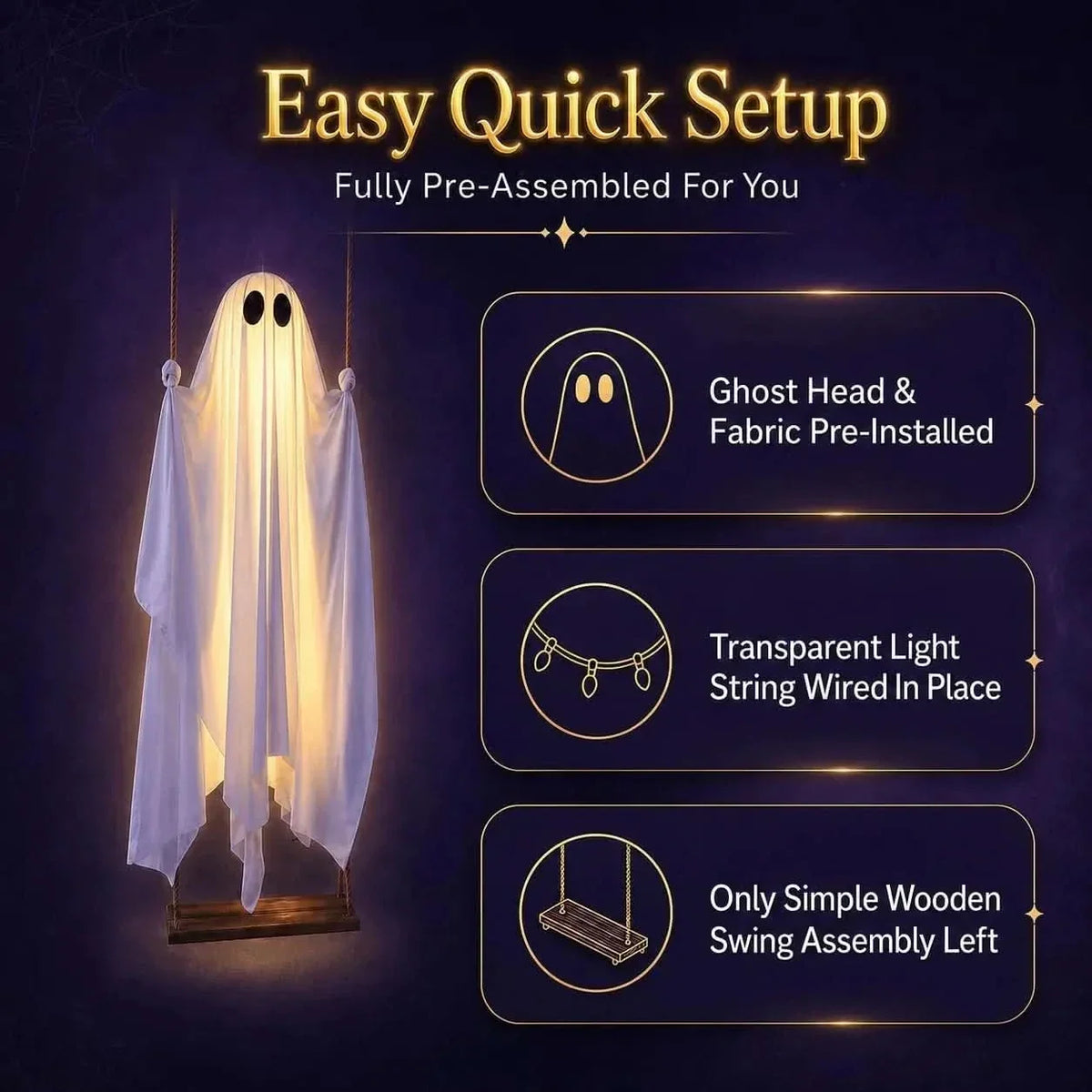 Hanging Ghost Light Pre-Assembled 8-Mode LED Remote-Controlled