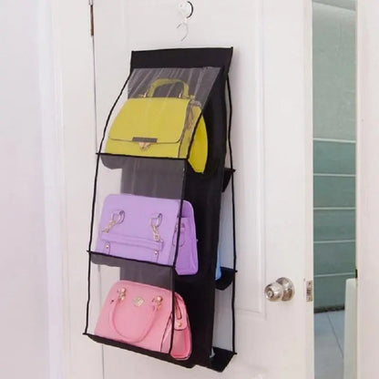Hanging Handbag Organizer Double-Sided Six Hooks Dust-Resistant