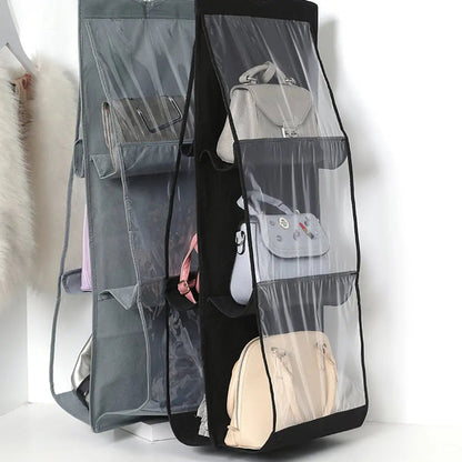 Hanging Handbag Organizer Double-Sided Six Hooks Dust-Resistant