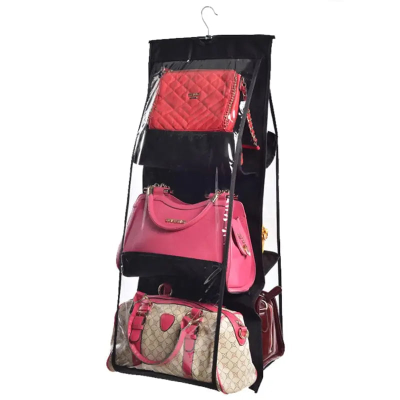 Hanging Handbag Organizer Double-Sided Six Hooks Dust-Resistant