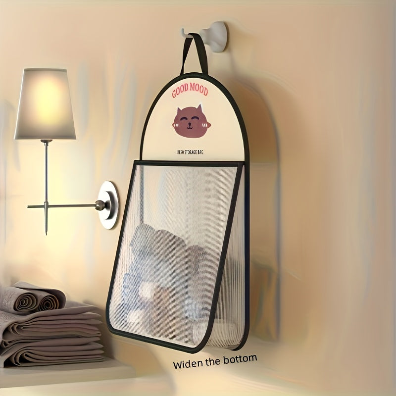 Hanging Mesh Storage Bag Foldable Breathable Metal Hooks
