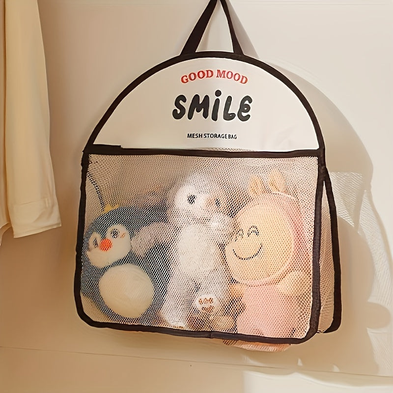 Hanging Mesh Storage Bag Foldable Breathable Metal Hooks