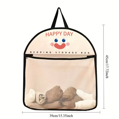 Hanging Mesh Storage Bag Foldable Breathable Metal Hooks