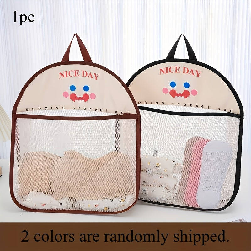 Hanging Mesh Storage Bag Foldable Breathable Metal Hooks