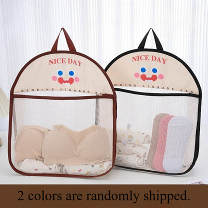 Hanging Mesh Storage Bag Foldable Breathable Metal Hooks