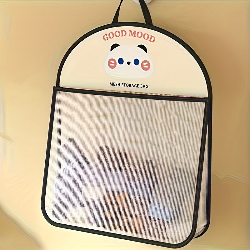 Hanging Mesh Storage Bag Foldable Breathable Metal Hooks