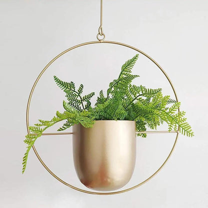 Hanging Planter Geometric Metal Frame Drainage Holes