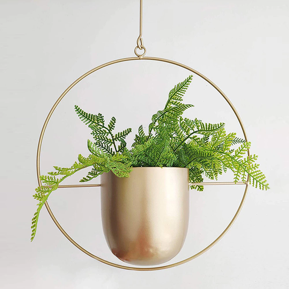 Hanging Planter Metallic Coated Iron Space-Saving