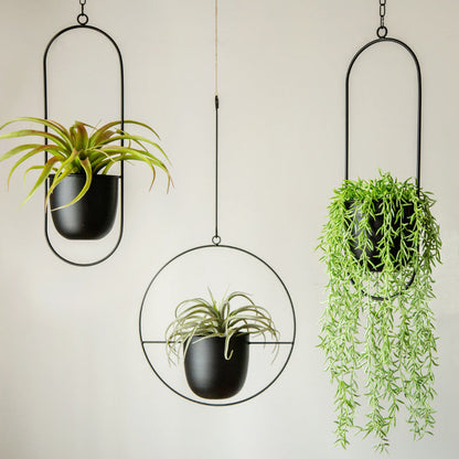 Hanging Planter Metallic Coated Iron Space-Saving