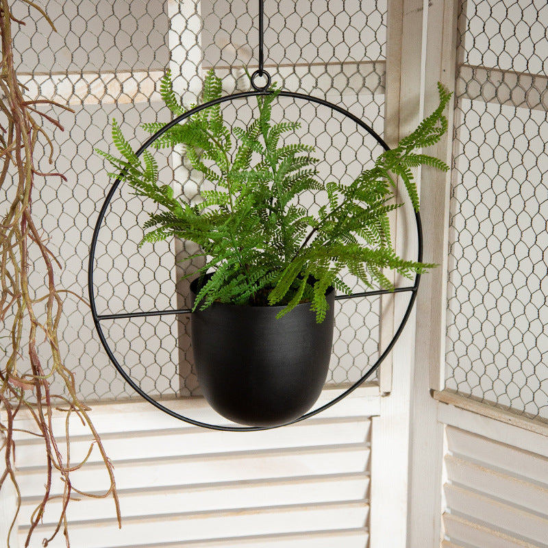 Hanging Planter Metallic Coated Iron Space-Saving