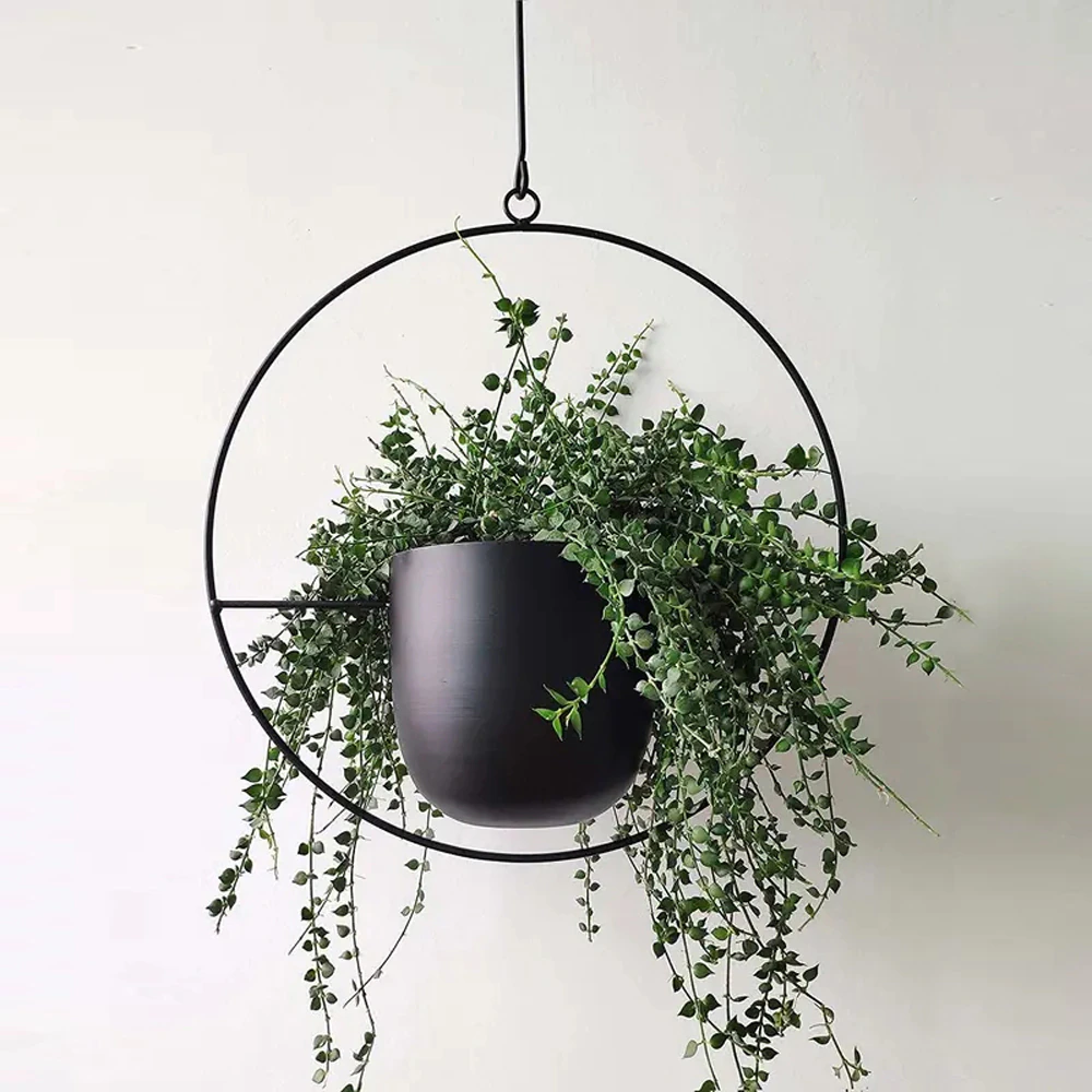 Hanging Planter Metallic Coated Iron Space-Saving