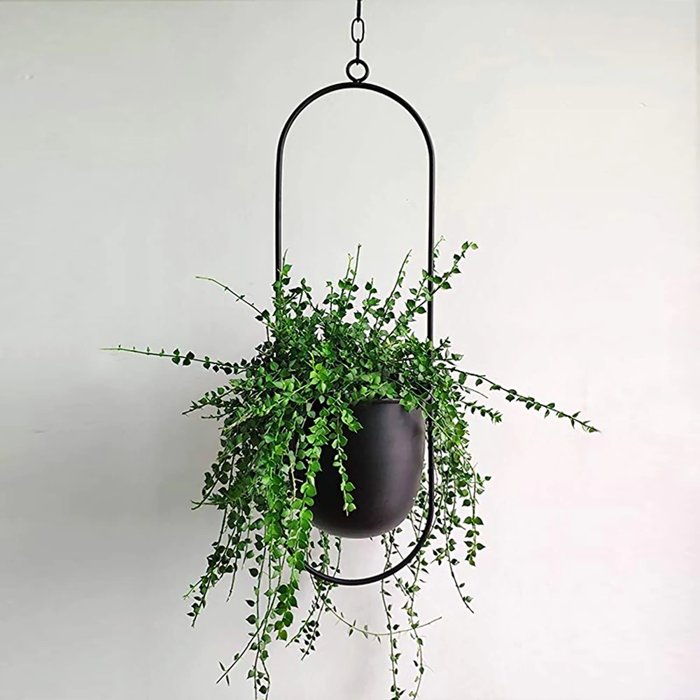 Hanging Planter Metallic Coated Iron Space-Saving