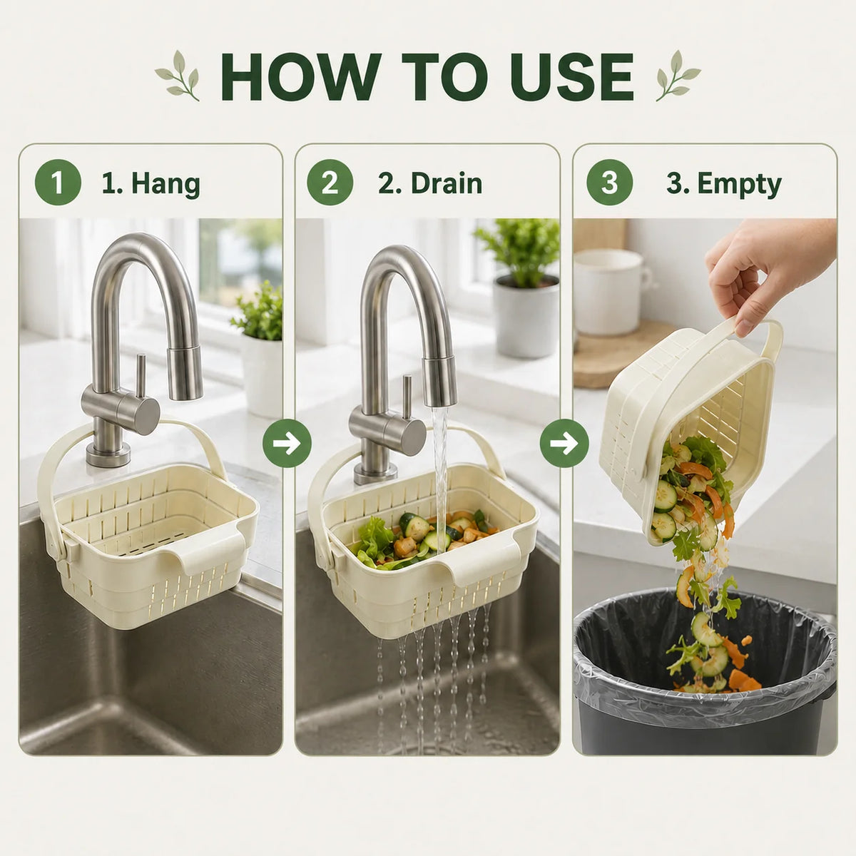 Hanging Sink Strainer Extendable Foldable Quick-Draining