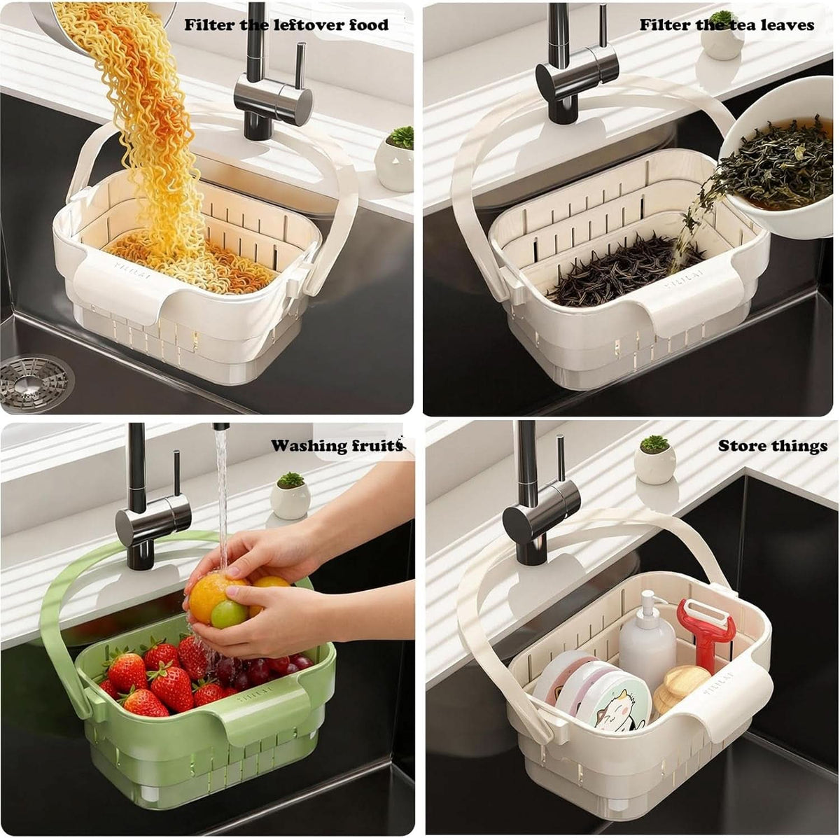 Hanging Sink Strainer Extendable Foldable Quick-Draining