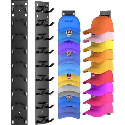 Hat Organizer Wall-Mounted Holds 9 Hats Set of 2
